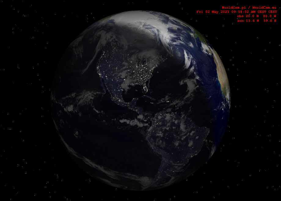 Sunlight map orthographic - America