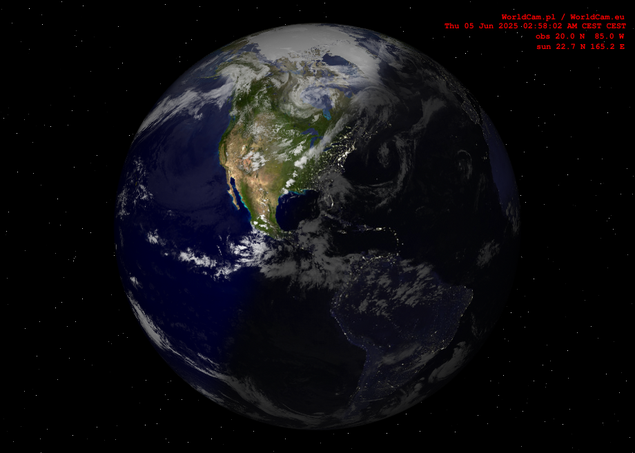 Sunlight map orthographic - America