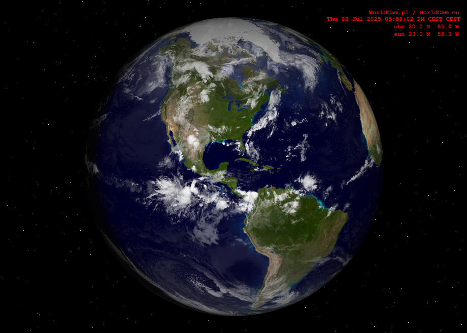 Sunlight map orthographic - America