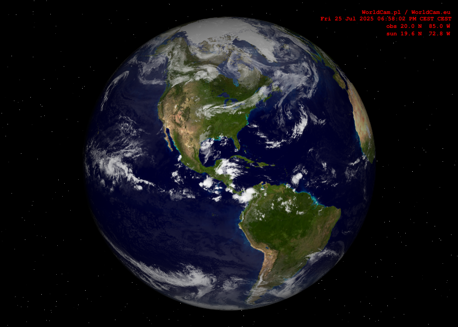 Sunlight map orthographic - America