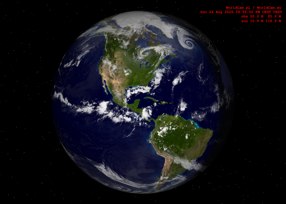 Sunlight map orthographic - America