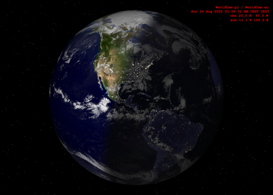 Sunlight map orthographic - America