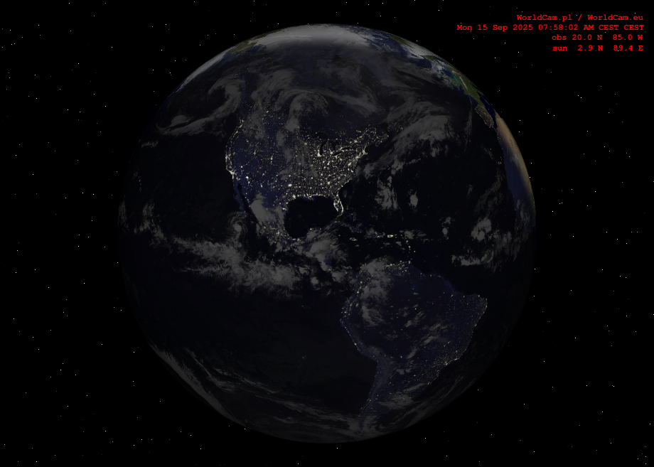 Sunlight map orthographic - America