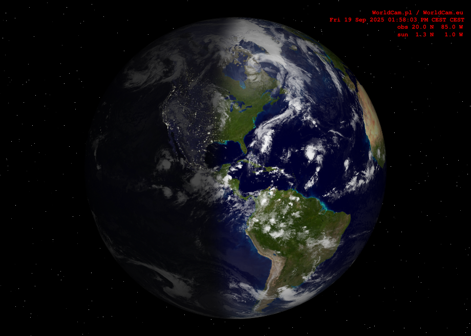 Sunlight map orthographic - America