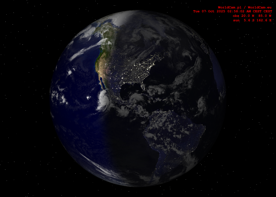 Sunlight map orthographic - America