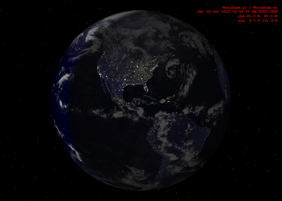 Sunlight map orthographic - America