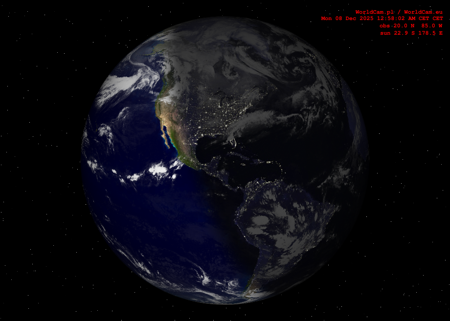 Sunlight map orthographic - America