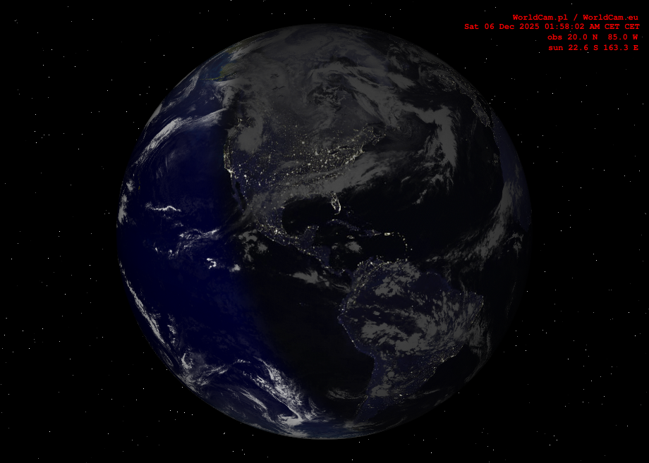 Sunlight map orthographic - America