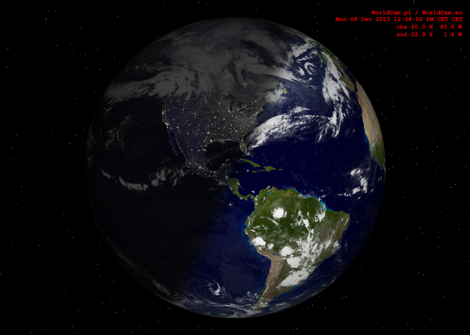 Sunlight map orthographic - America
