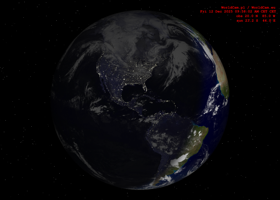 Sunlight map orthographic - America