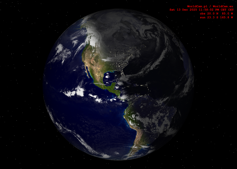 Sunlight map orthographic - America