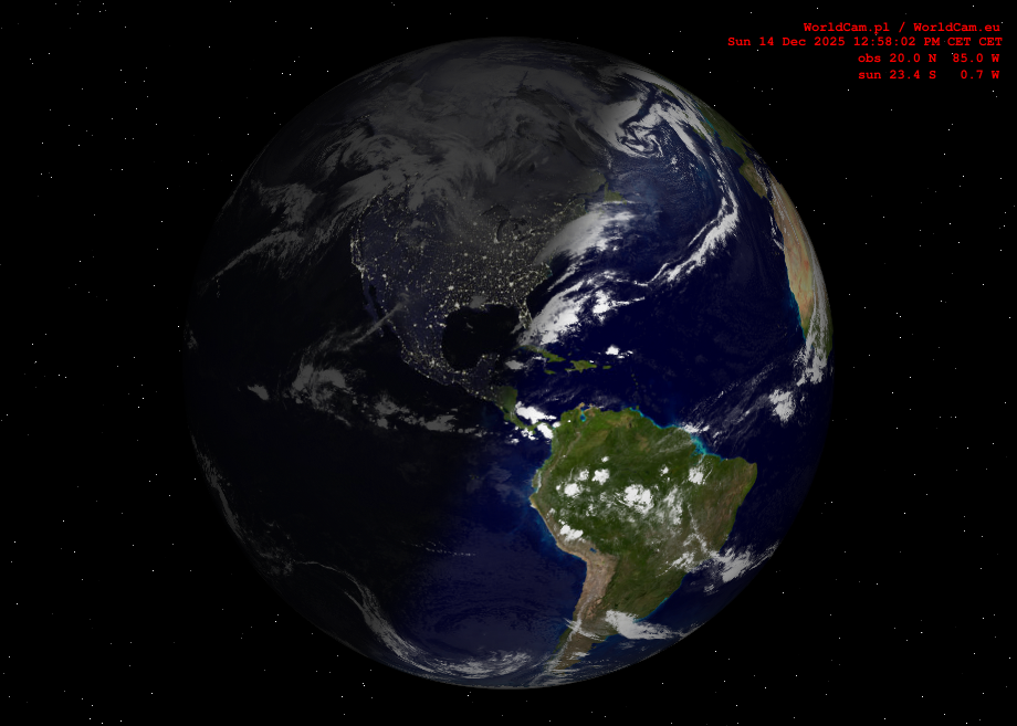 Sunlight map orthographic - America