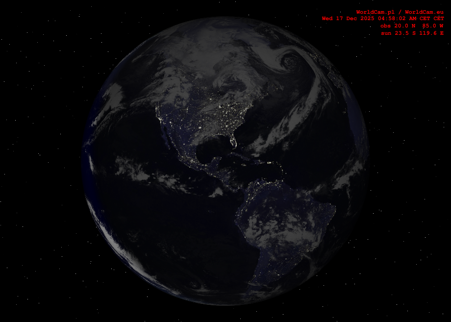 Sunlight map orthographic - America