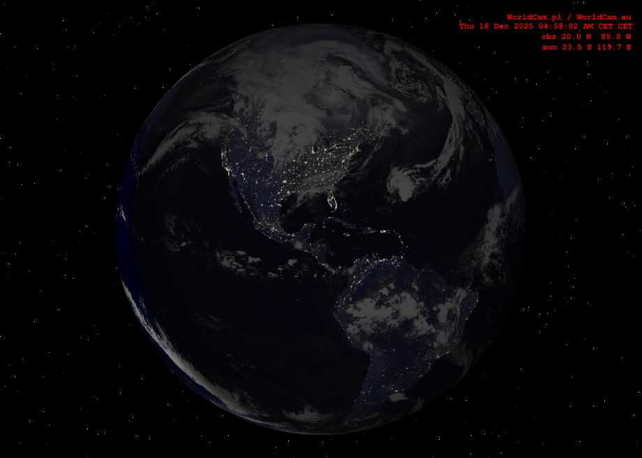 Sunlight map orthographic - America