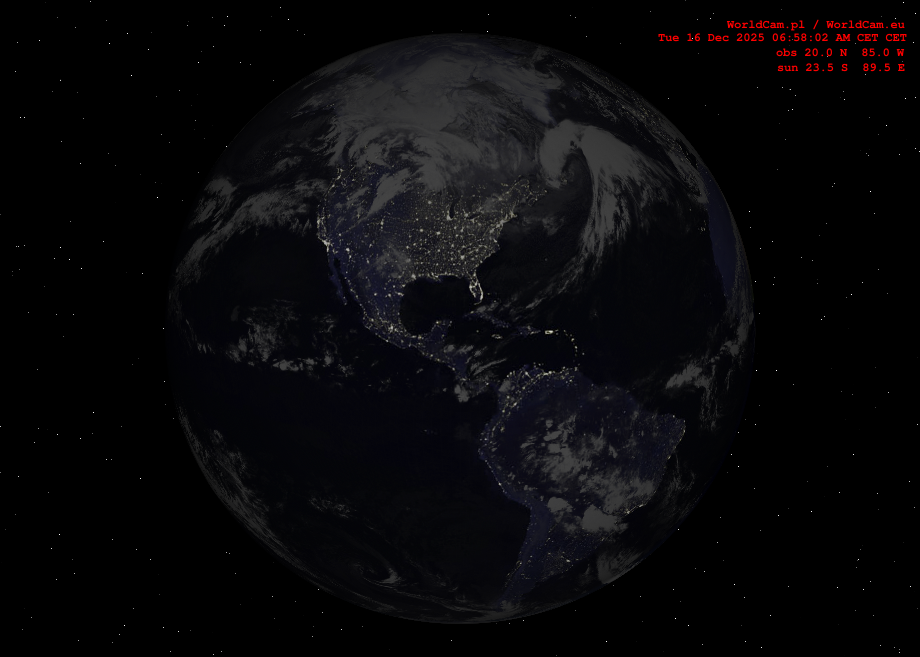 Sunlight map orthographic - America