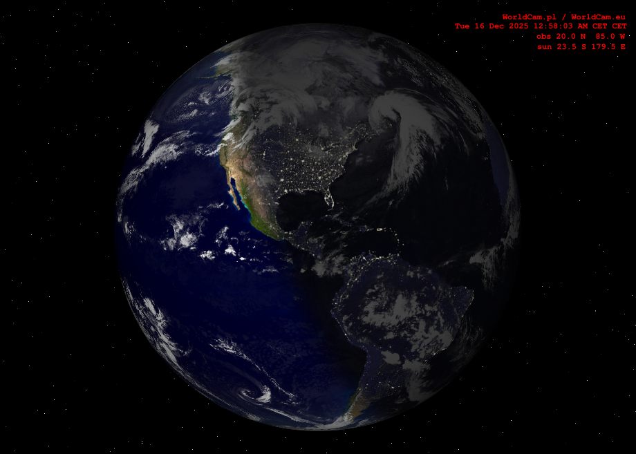 Sunlight map orthographic - America