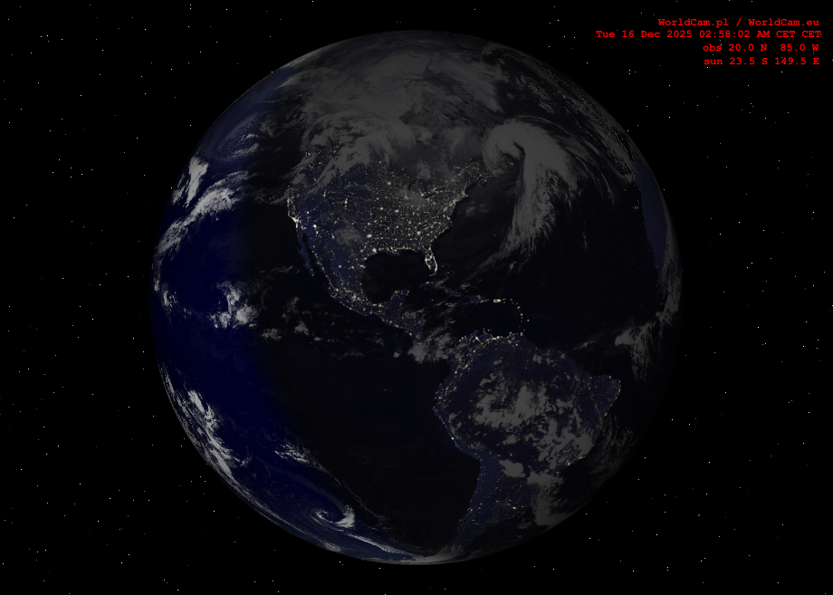 Sunlight map orthographic - America