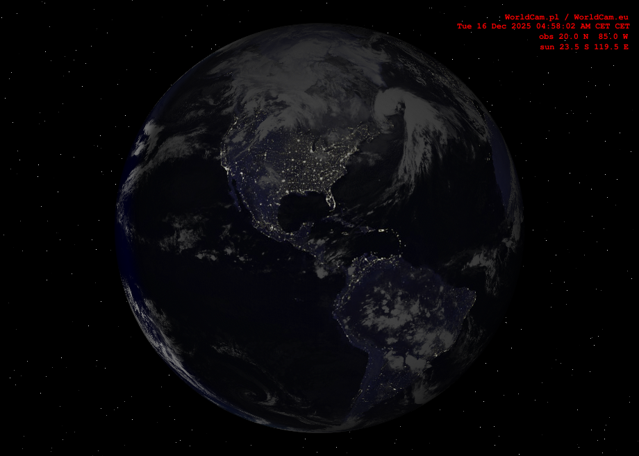 Sunlight map orthographic - America