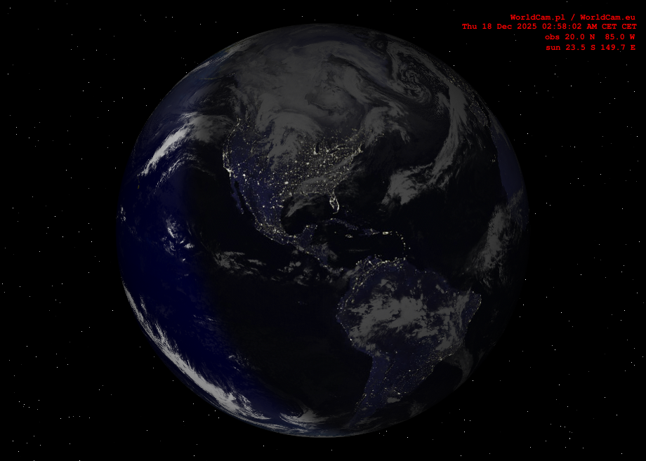 Sunlight map orthographic - America