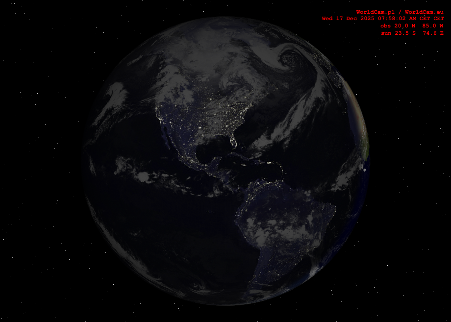 Sunlight map orthographic - America