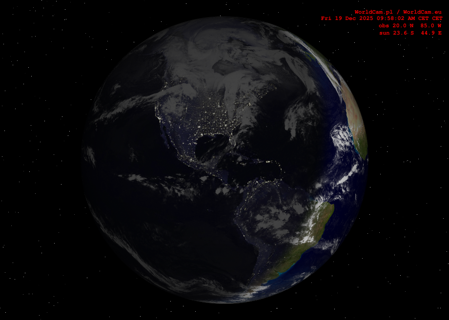 Sunlight map orthographic - America