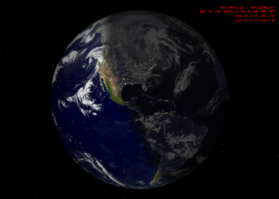 Sunlight map orthographic - America