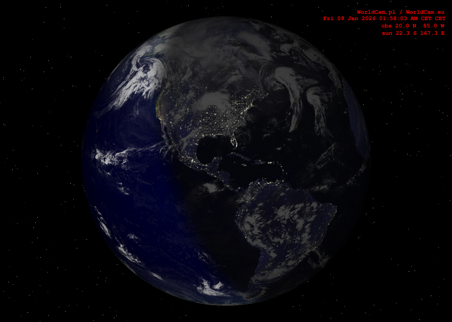 Sunlight map orthographic - America