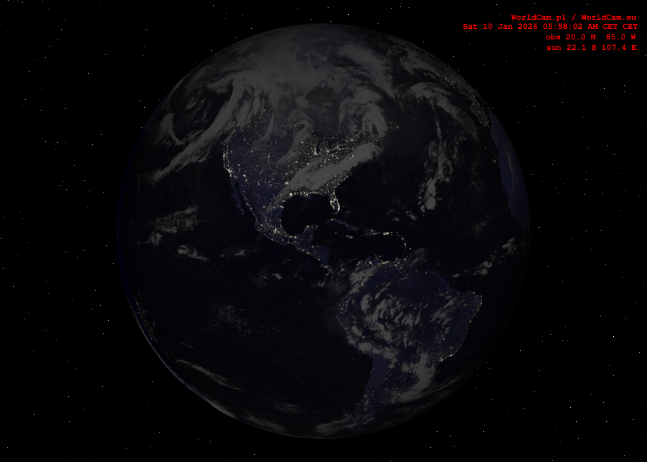 Sunlight map orthographic - America