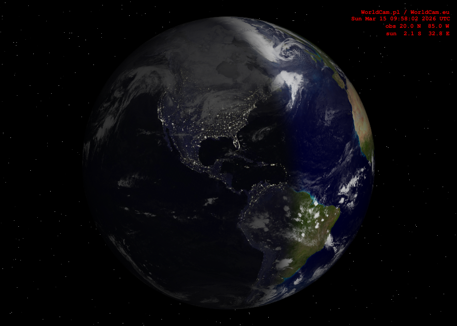 Sunlight map orthographic - America