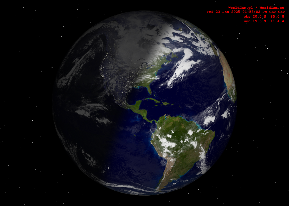 Sunlight map orthographic - America