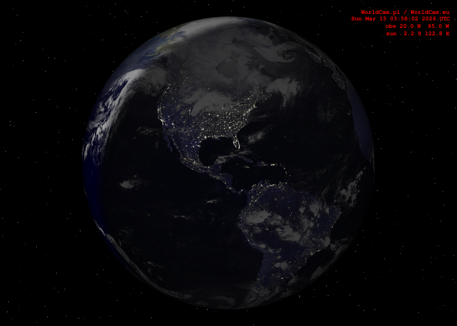 Sunlight map orthographic - America