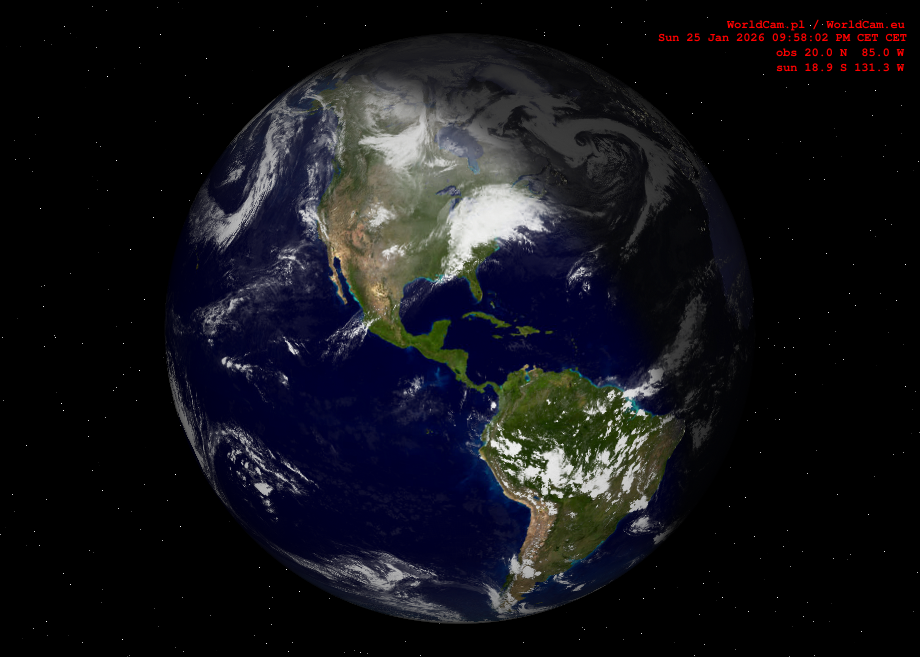 Sunlight map orthographic - America