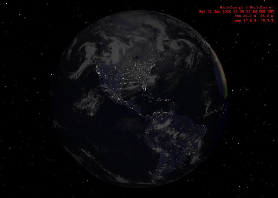 Sunlight map orthographic - America