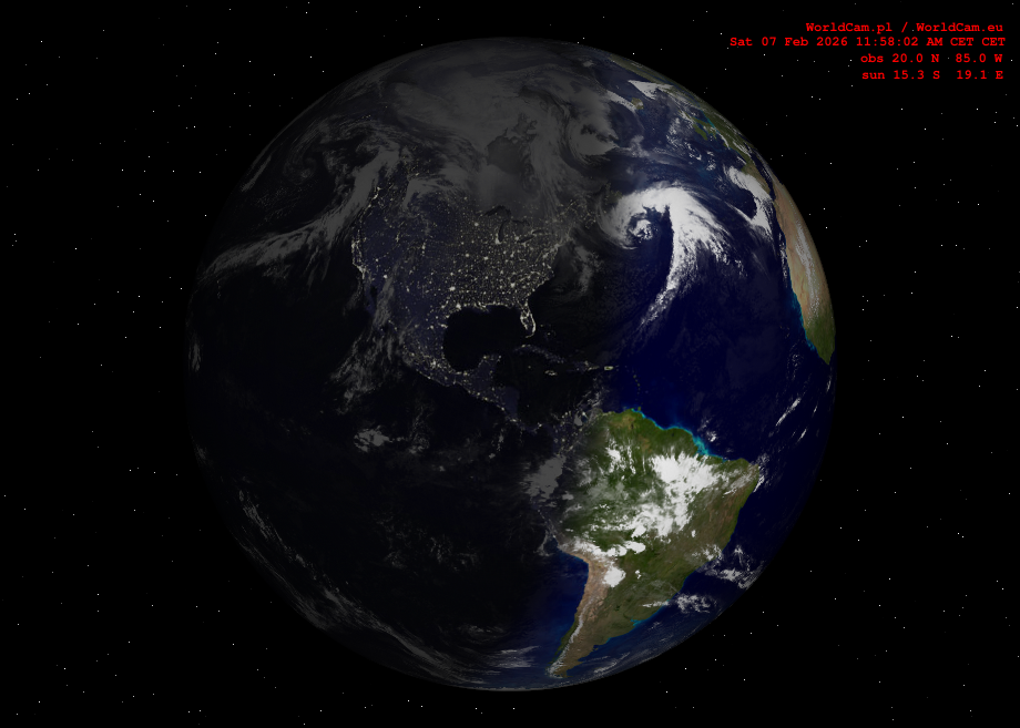 Sunlight map orthographic - America