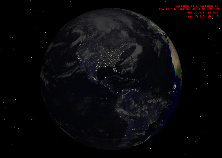 Sunlight map orthographic - America
