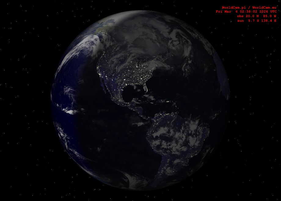 Sunlight map orthographic - America