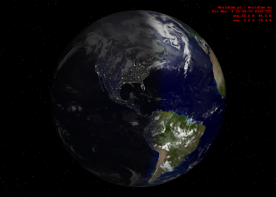 Sunlight map orthographic - America