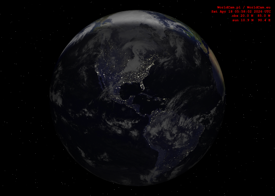 Sunlight map orthographic - America