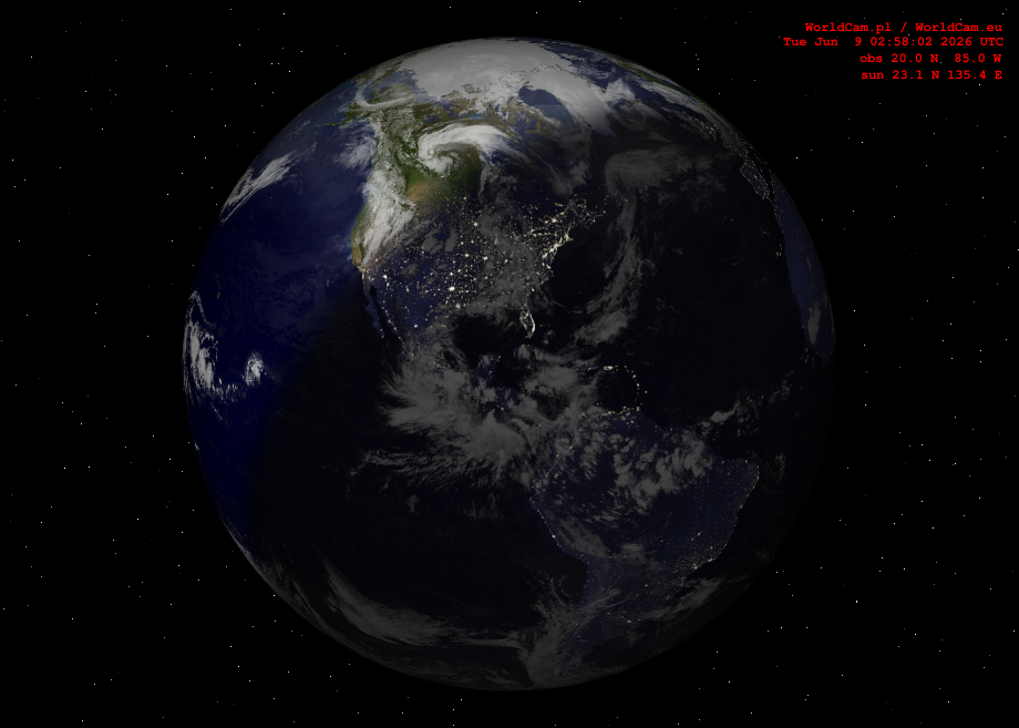 Sunlight map orthographic - America