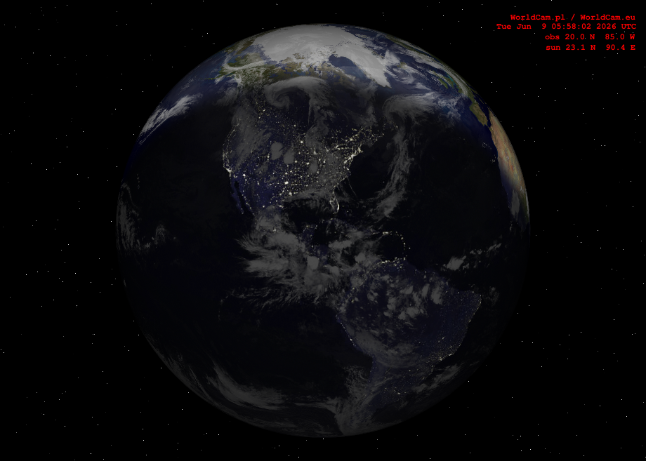 Sunlight map orthographic - America