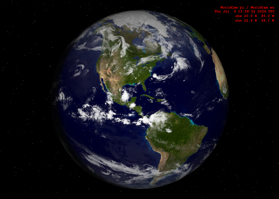 Sunlight map orthographic - America