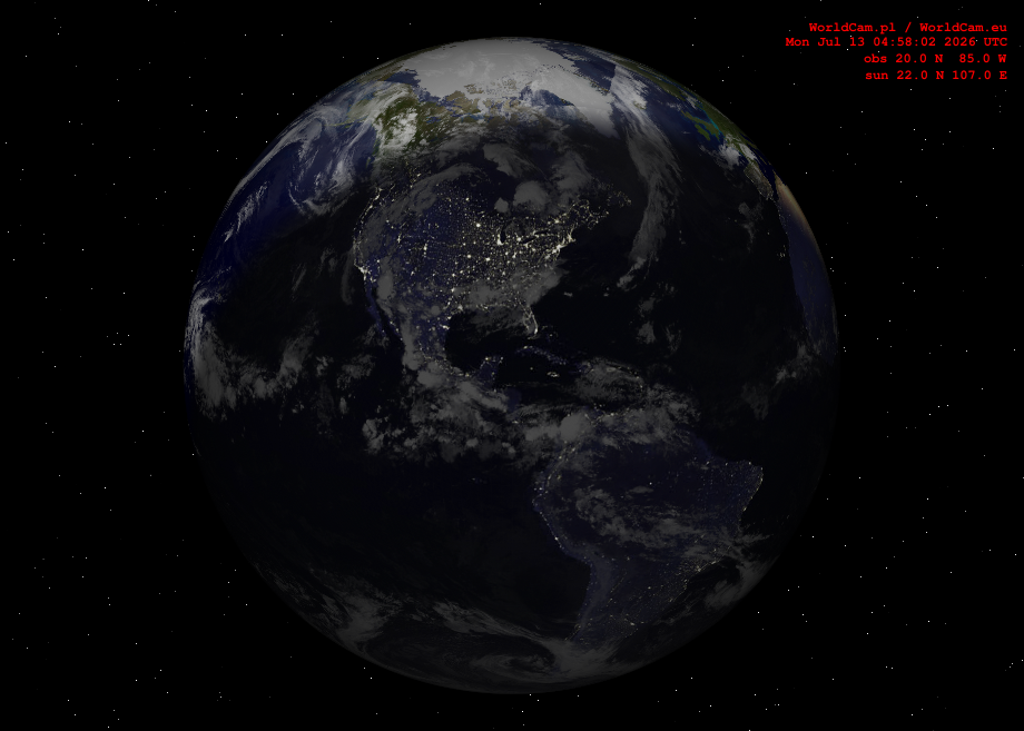 Sunlight map orthographic - America