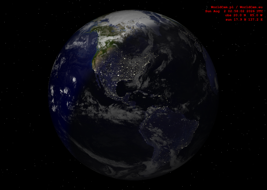 Sunlight map orthographic - America