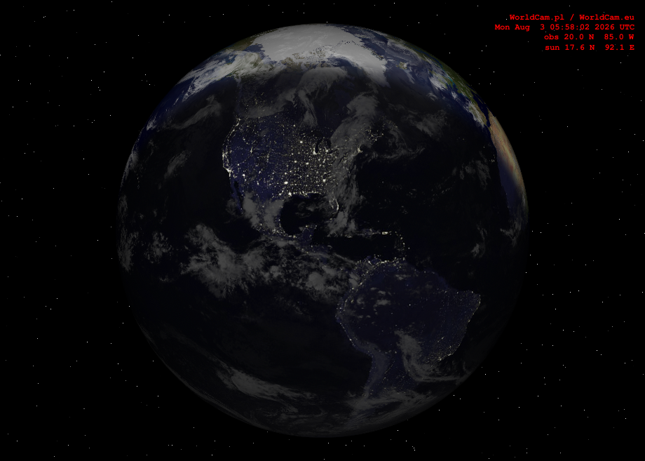 Sunlight map orthographic - America