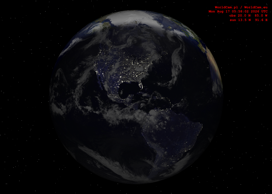 Sunlight map orthographic - America