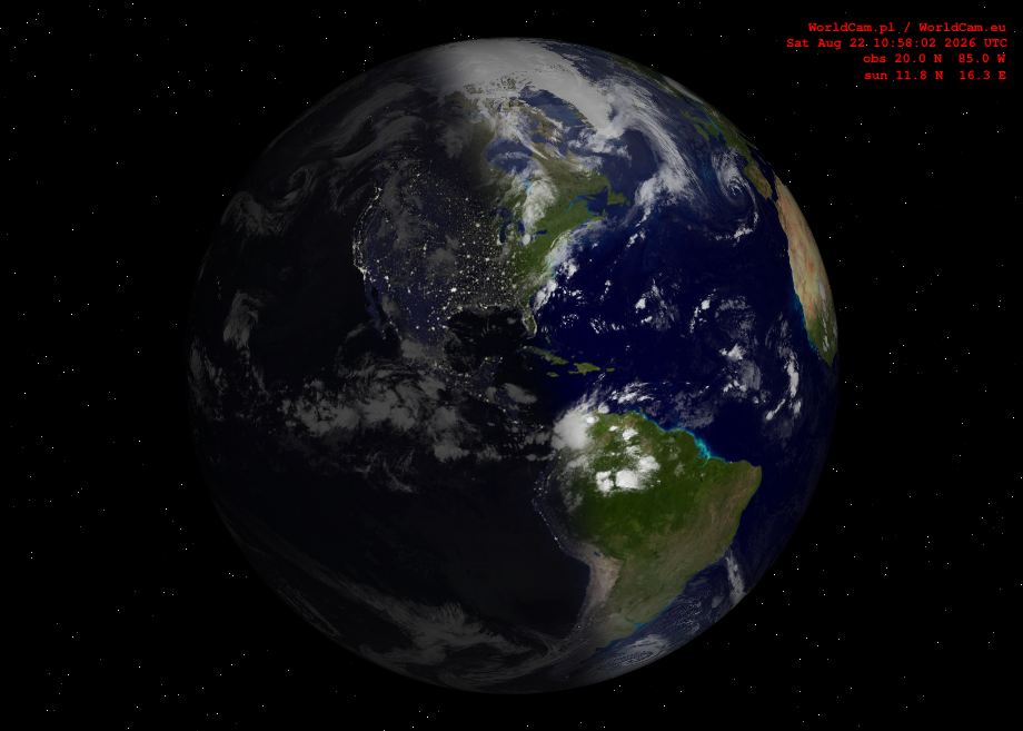 Sunlight map orthographic - America