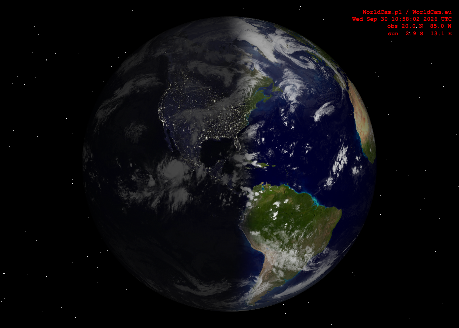 Sunlight map orthographic - America
