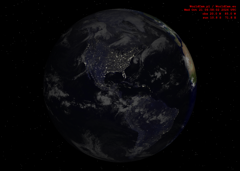 Sunlight map orthographic - America