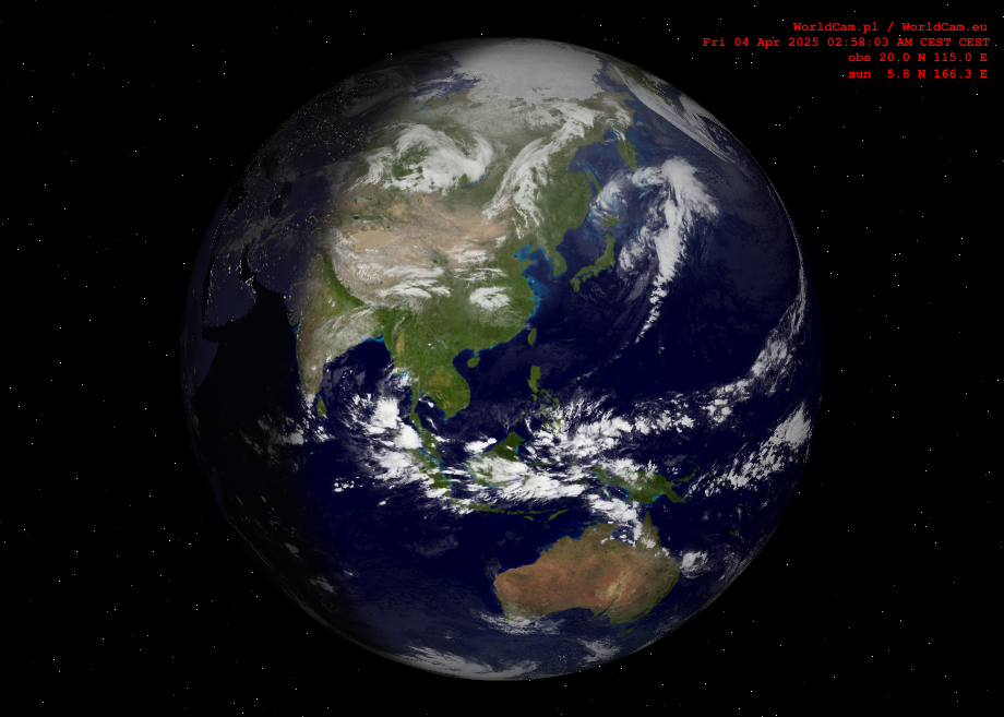 Sunlight map orthographic - Asia