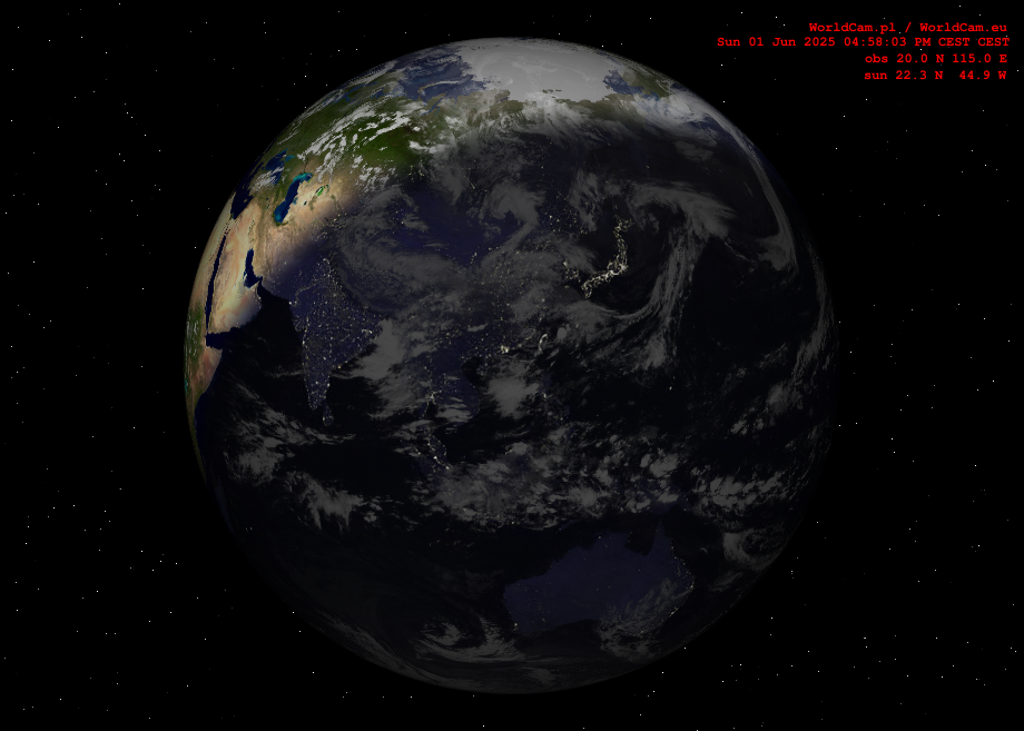 Sunlight map orthographic - Asia